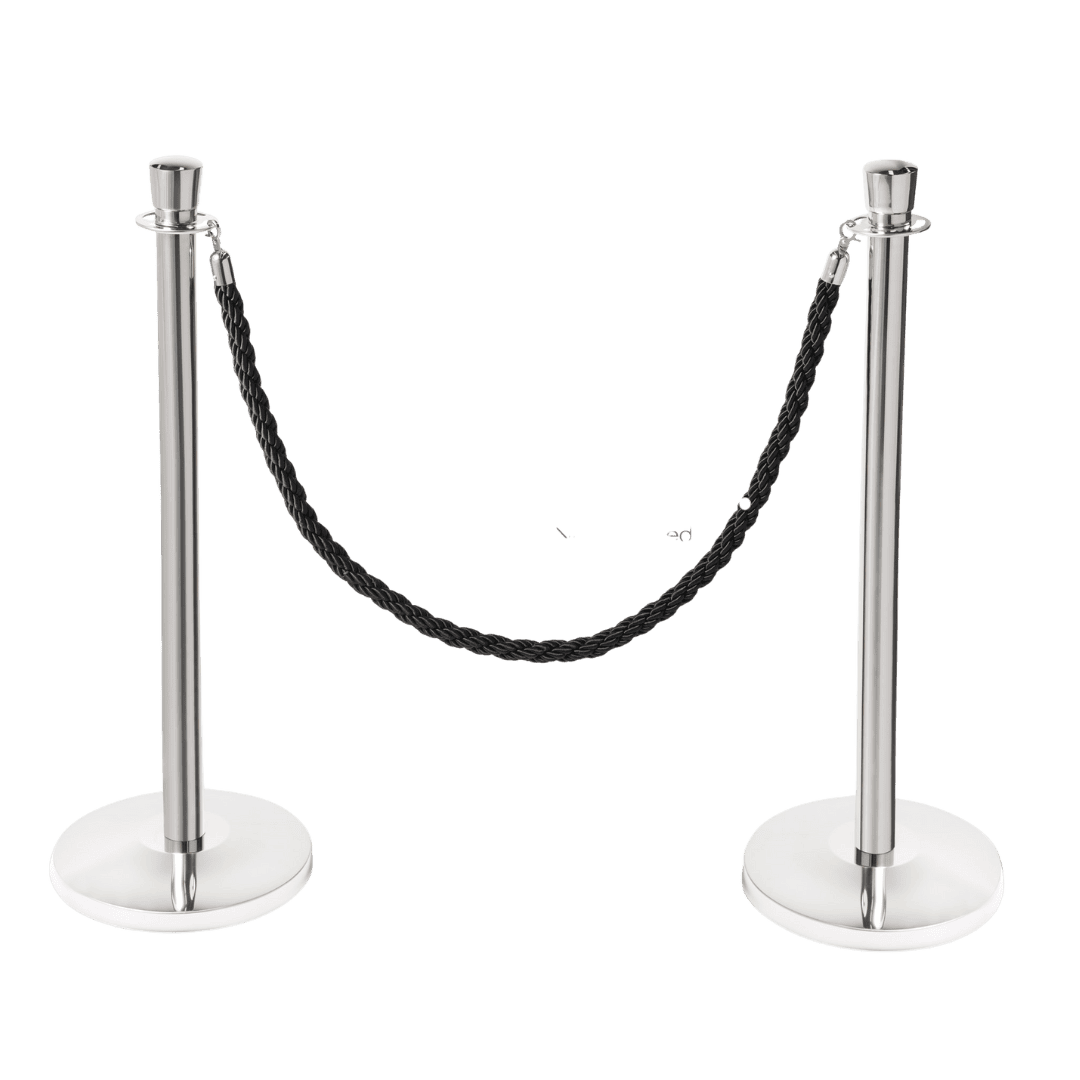 Avdelningsstolpe med rep – Svart