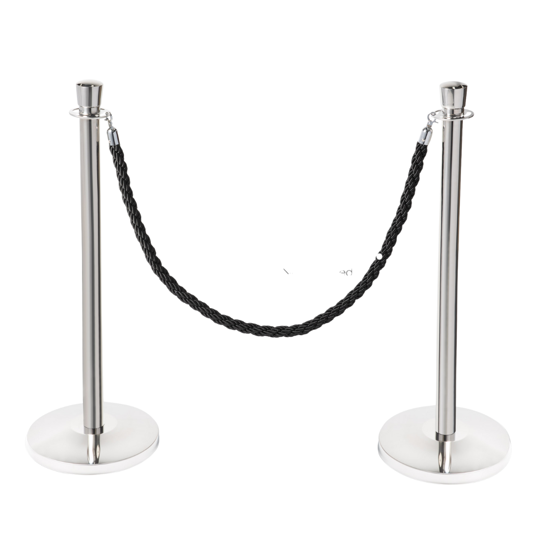 Avdelningsstolpe med rep – Svart