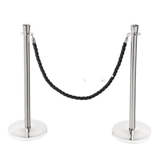 Avdelningsstolpe med rep – Svart