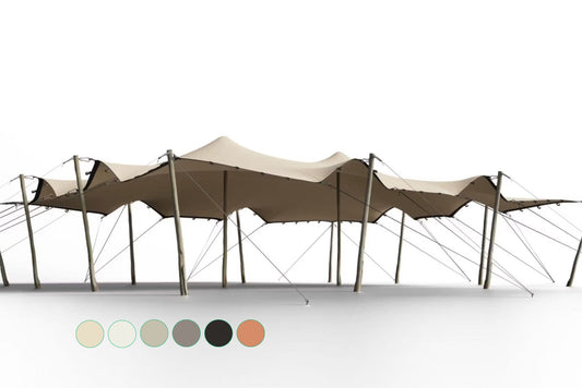 Stretchtält 10x25 m – Sand